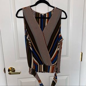 Sandy & Sid Striped Blouse w/ tie